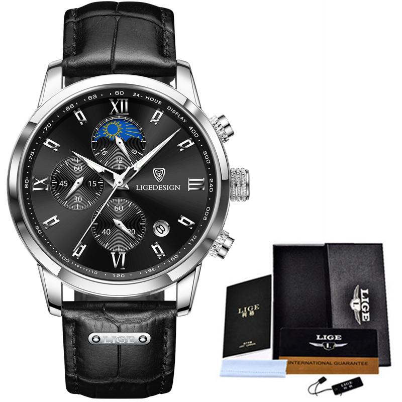 Herrenuhr Business Herrenuhren Marke Luxus Leder Wasserdicht Sport Quarz Chronograph Militäruhr Herren Uhr