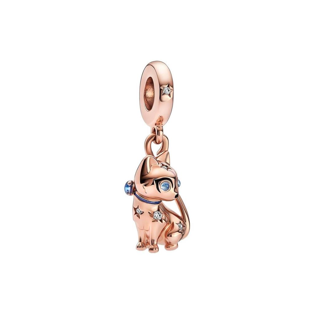 Pandora Glanzende Huisdier Kat Hanger 3D Zittende Kat Hanger Dames hanger Rosé-Goud 782259C01
