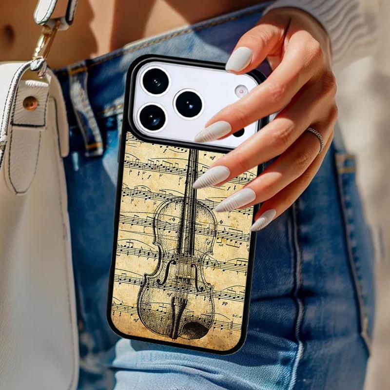 Musical Notes Violin Classical soft Phone Case For iPhone 17 Air 14 15 13 12 Max Cover For Apple 16e 11 Pro Max Plus Coque