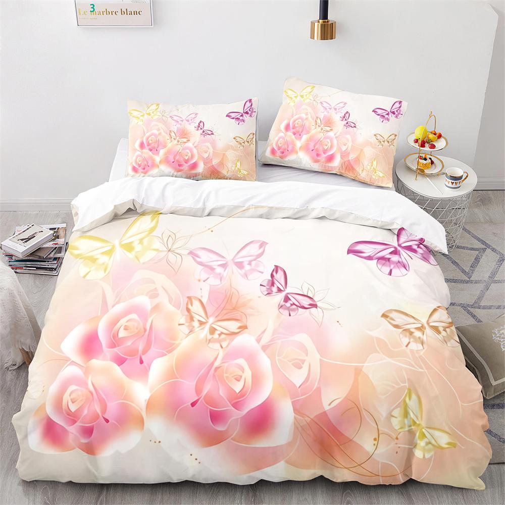 Butterfly Duvet Cover Set Blue Purple Wild Animals Bedding Set King Queen Size for Kids Girls Women Polyester Comforter Cover