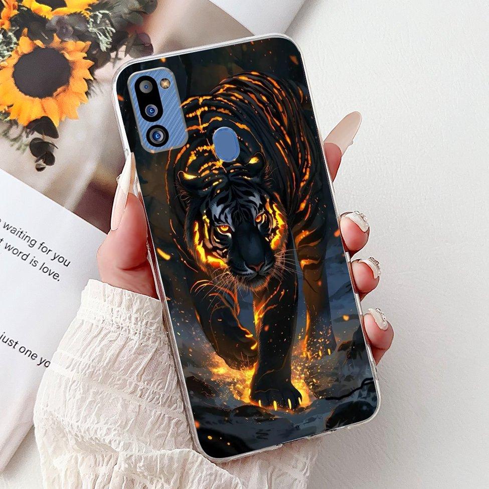 For Samsung M21 2021 Case Clear Fashion Cute Cat Cool Luxury Painted Soft Funda For Samsung Galaxy M21 2021 Back Cover SM-M215G
