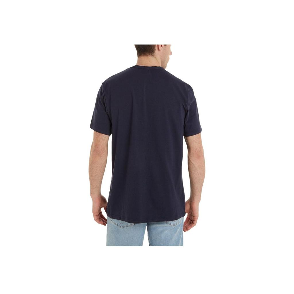 Calvin Klein Letter Print Crew Neck Short Sleeve T-Shirt Men Tops Dark-Blue NM2170E-CHW
