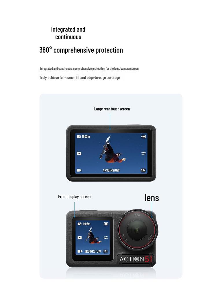 Anti-Reflective Tempered AR Film for DJI Action 5 Pro/Action 4/3 Cameras