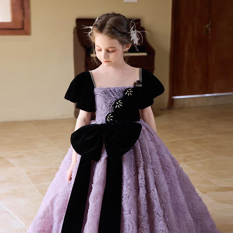 Girls' High-End Hepburn Style Princess Winter Evening Gown