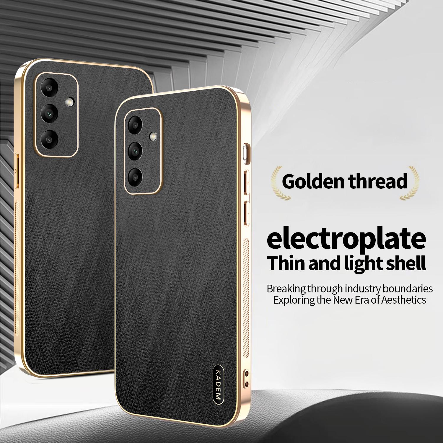 

KADEM For Samsung Galaxy A05s 4G Case Electroplating Silk Texture PU+TPU Phone Back Cover Gold