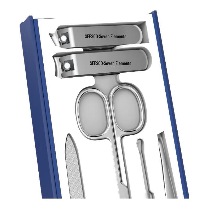 SEESOO Green Carbon Steel 7-Piece Nail Care Set