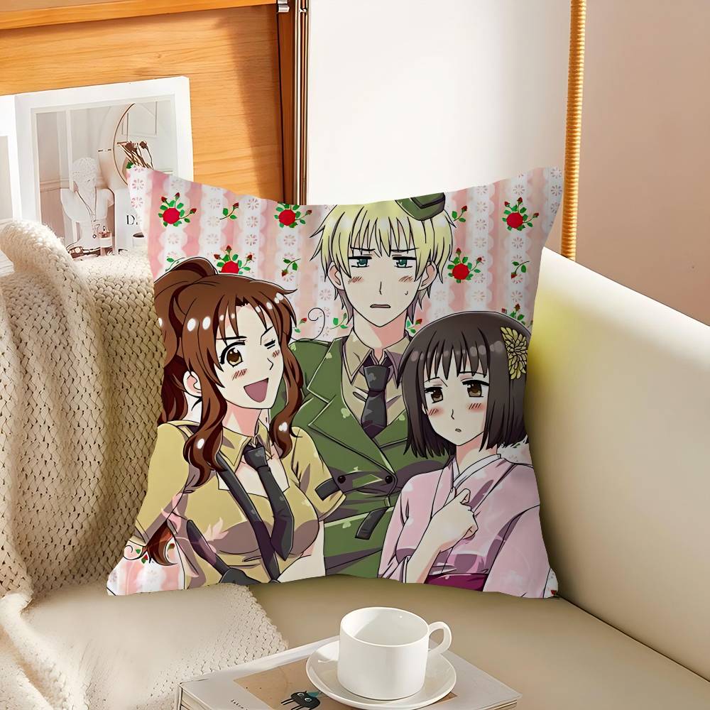 H-Hetalia Axis Powers Kuddfodral Fyrkantigt Kuddfodral 3D Mjuk Plysch Kuddfodral Vardagsrum Soffa Sovrum Hemrum