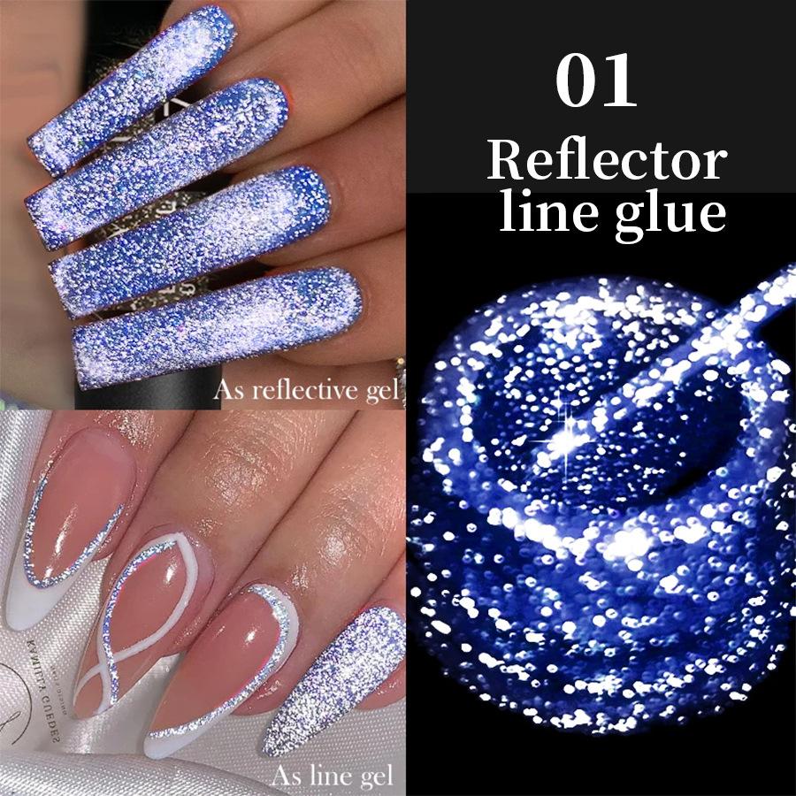 3D Metallic Nail Line Gel High Shine Reflective Flash Chrome DIY & Salon Use Dazzling Sparkle Nail Art Stripe Gel