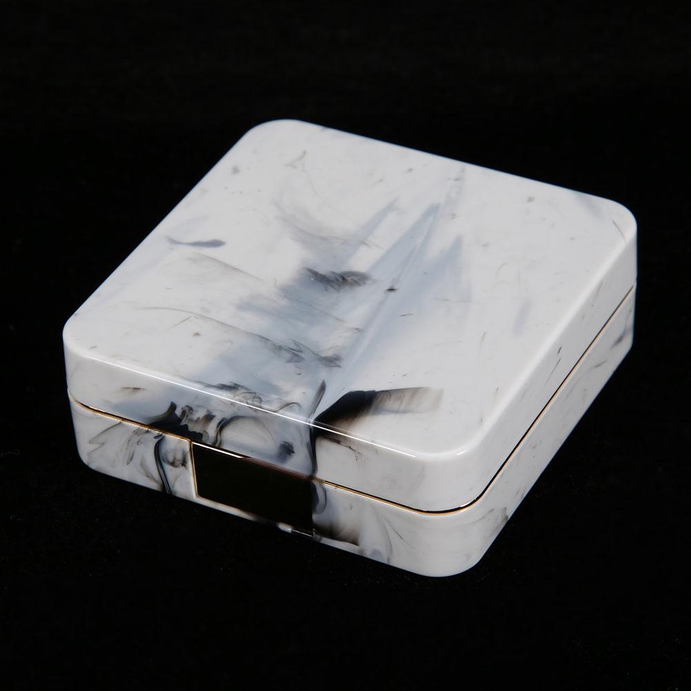Portable Marble Surface Mirror Square Soaking Contact Lens Case Golden