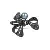 Black Diamond Bow Pearl Brooch Women, Creative Design Sense Fashion Suit Jacket Cardigan Pin