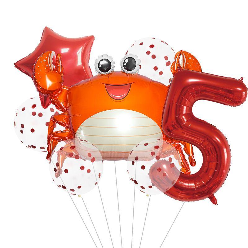 Ocean Theme Balloon Set Kids Birthday Number Balloon Decor