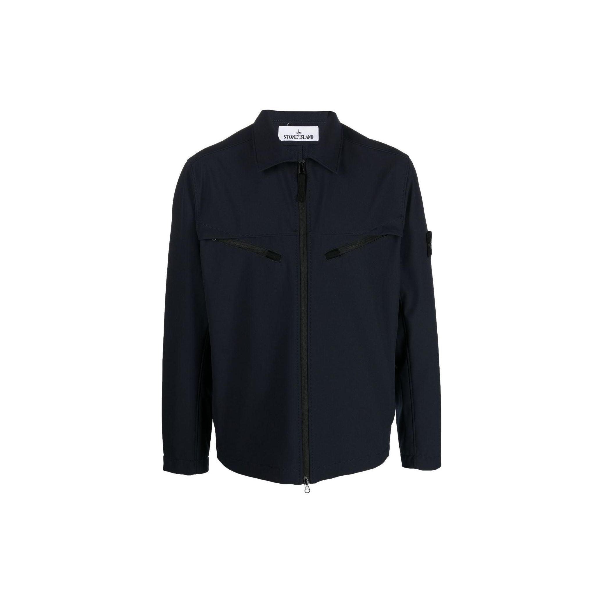 Stone Island Veste coupe-vent imperméable respirante série Soft Shell-R légère couleur unie écusson logo pour homme vestes Bleu Marine 781541027-V0020 XXL