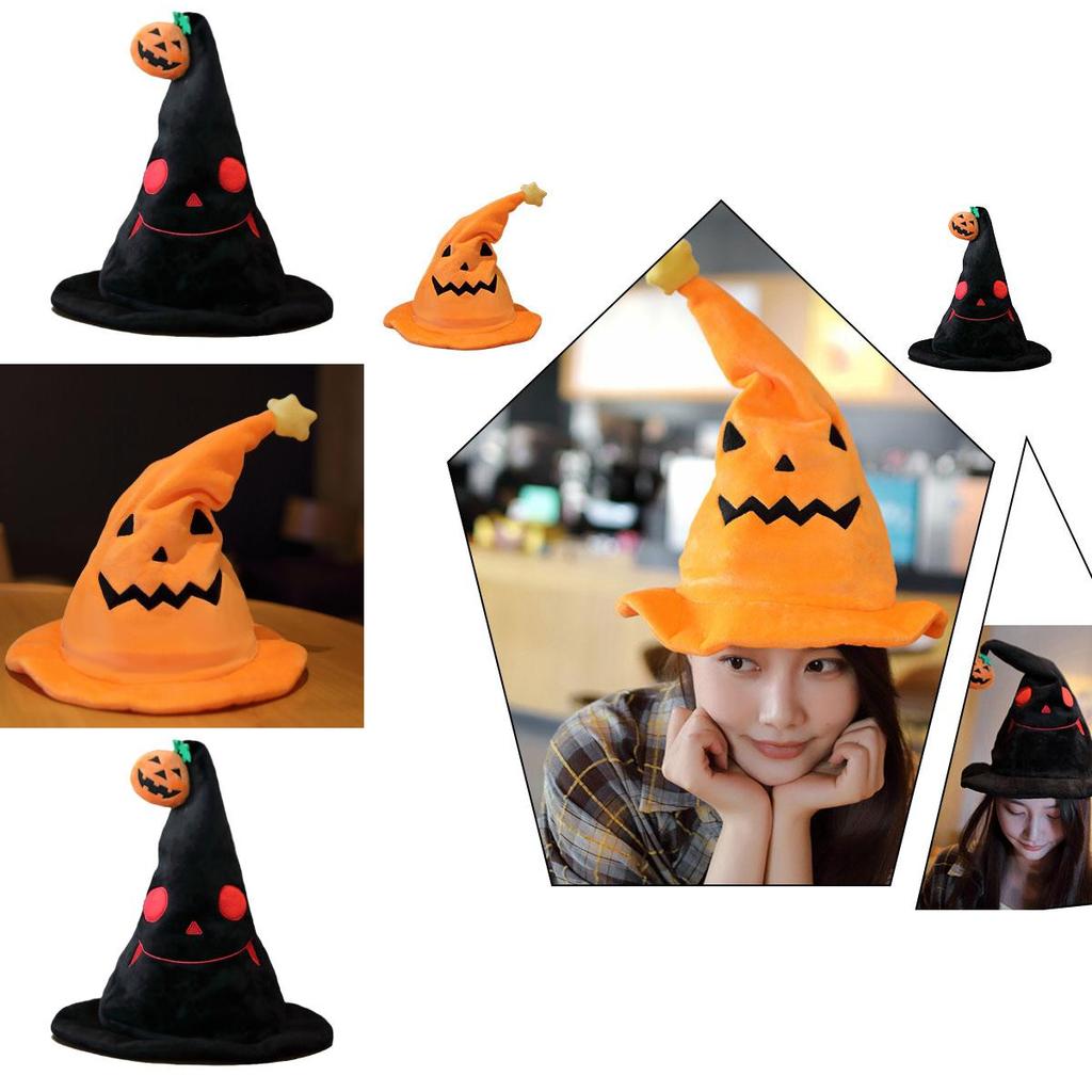 Halloween Elektryczny Kapelusz Elfa Dyni Ducha Kostium na Imprezę Festiwalową Pluszowa Zabawka Żółty 30*30*40cm Czarny 30*30*40cm
