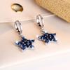 Exquisite Blue Star Round Zircon Dangle Earrings for Women Silver Color Unique Gift Party Jewelry for Women