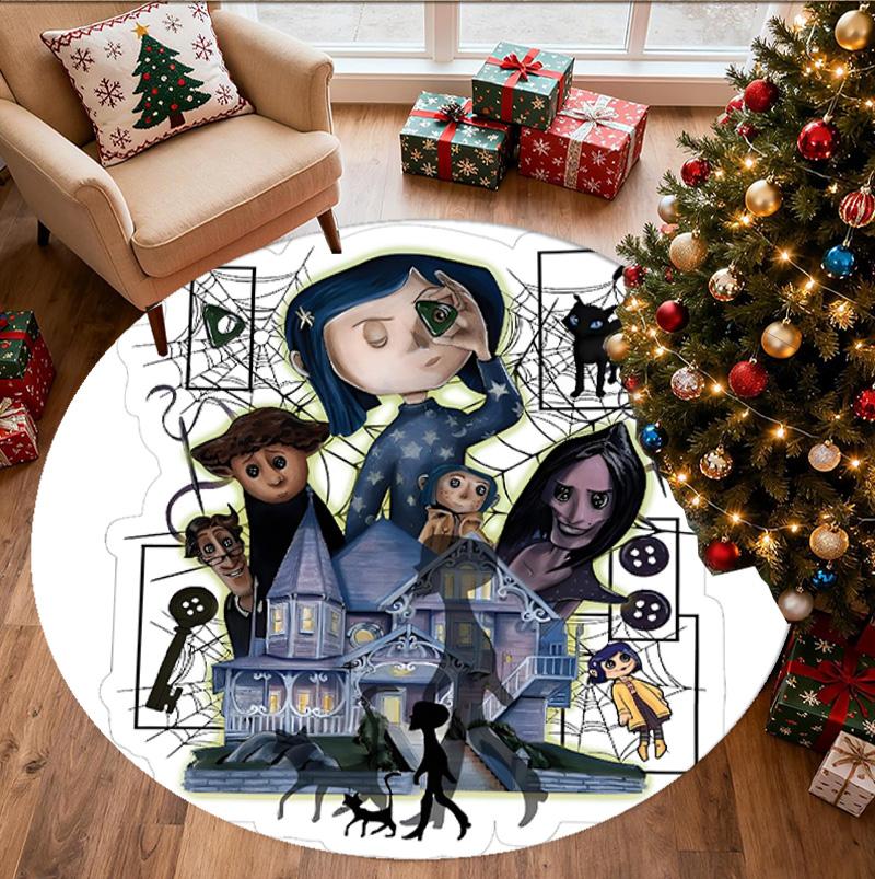 Coraline Pattern Round Rug, Indoor/Outdoor Mat, for Picnic, Gameroom, Bedroom, Office, Living Room, Home Decor Carpet, Birthday Gift