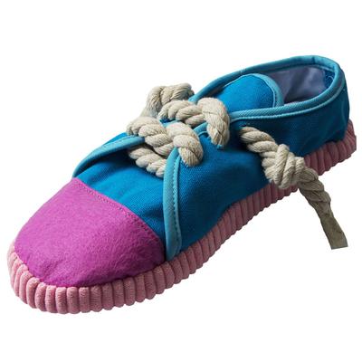 Pet Shoes Toy Teething Cleaning Chewer Simulated Canvas Durable Dog Cat Relief Supplies Blue