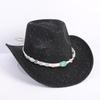 Popular European and American Classic Western Denim Straw Hat, Men's and Women's Fashion Outdoor Sunscreen Sequined Straw Hat