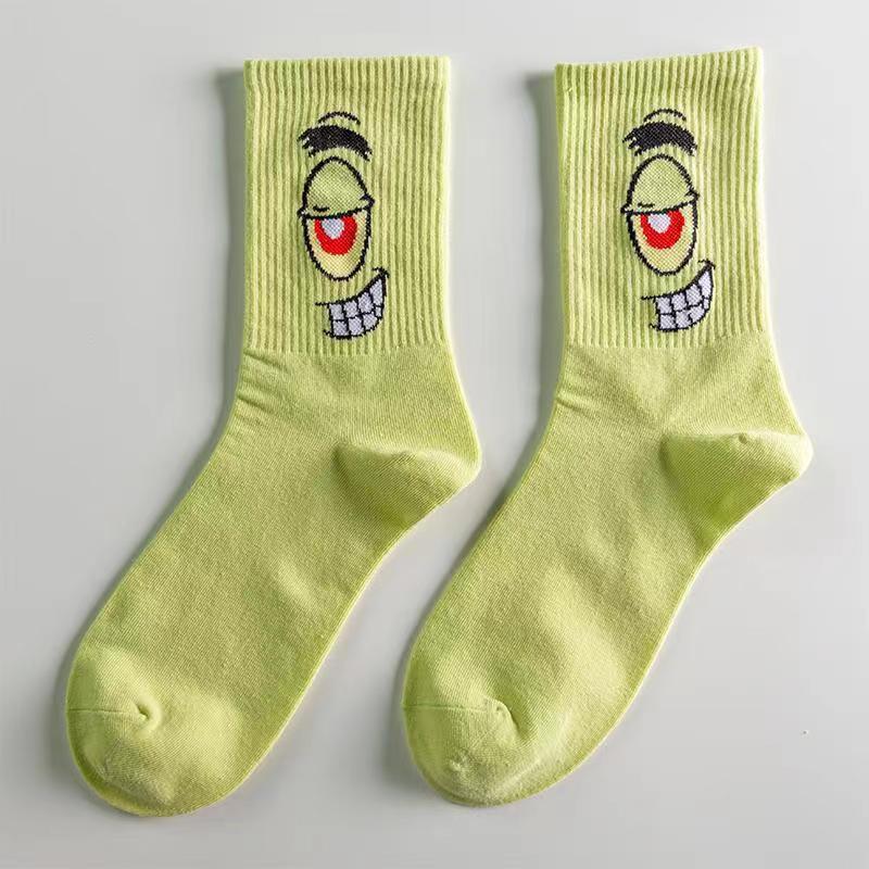 Korean Style Cute Cartoon Mid-Calf Socks for Girls – Trendy Student Sports Stockings for All Seasons