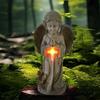 Solar Powered Resin Praying Angel Figurine Praying Pose Memorial Angel  Porch Decoration