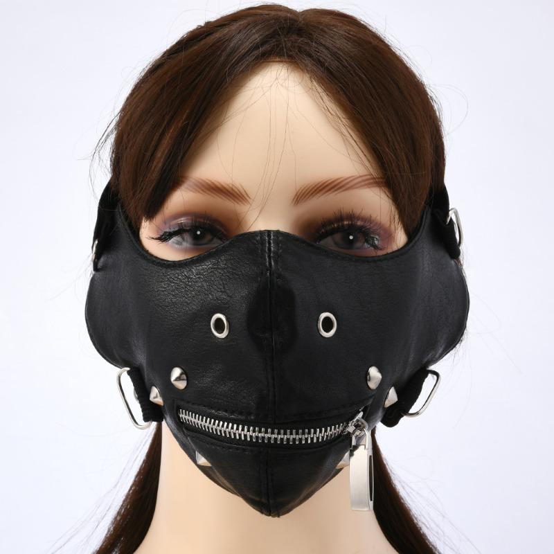 Meier New Arrival Carnival Party Leather Mask Stylish Zipper Punk Retro Men's Mask