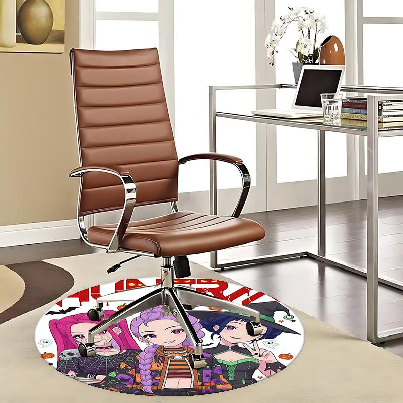 

1pc Halloween Theme Round Carpet Anime Design Chair Mat for Office 80cm