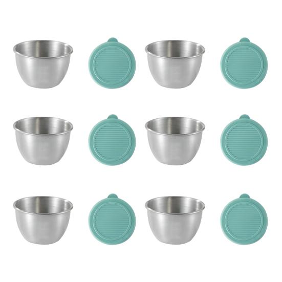 Salad Dressing Container 1.6oz Leakproof Airtight Dip Container with Lids Reusable Stainless Steel Condiment Cups for Lunch Boxes Picnics And Travel