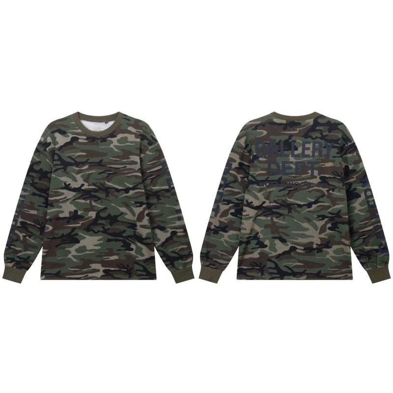 Gallery Dept American Classic Camo Print Waffle Knit Long Sleeve T-Shirt Teens