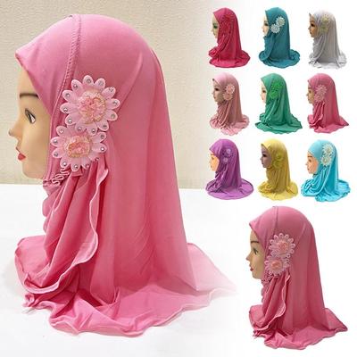 Eis Seide Kopftuch Für Mädchen Im Alter Von 2 Zu 7 Kirche Hut Abdeckung Schal Muslimischen Nette Neck Schals Islamischen J5V8