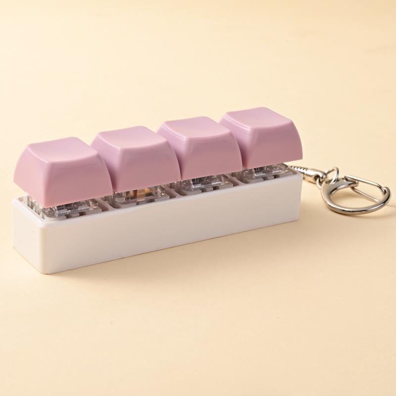 4 Keys Button Keycap Stress Relief Adult Fidget Toy Keychain 4 Keys Keyboard Fidget Gadgets Toys Diy Keyboard Keychain Toys