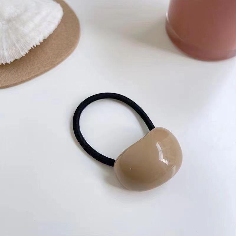 

Молочно-кофейное кольцо для волос: Минималистичный овальный геометрический аксессуар для волос, дизайн с маленькой шапочкой, ретро-резинка для волос в корейском стиле.