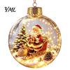 Hanging Ornaments for Tree Lighted Christmas Ball Ornaments, 3D Miniature Scene with Warm LED Indoor Party Supplies Light, Clear Acrylic Bauble