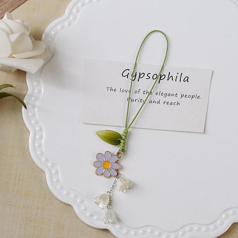 Flower Mobile Phone Straps Charm Cute For Phone Short Lanyard Hand Rope Kawaii Keychain Phone Strap Pendant