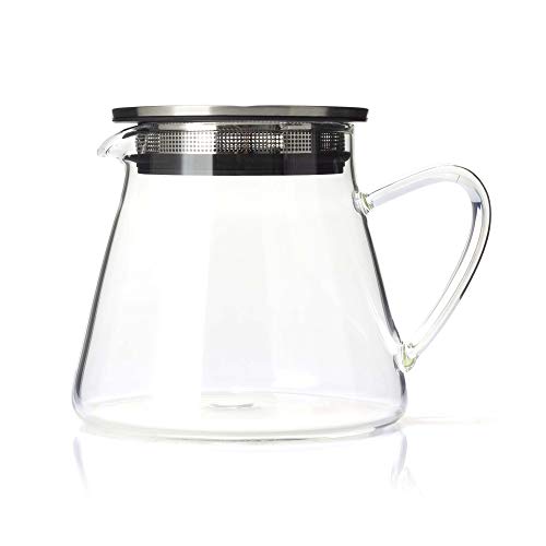 ForLife Glass Teapot, Heat-Resistant, 532ml Capacity, Holds 3 Cups, Includes Tea Strainer Lid, Easy One-Hand Pour, Microwave and Dishwasher Safe, Not