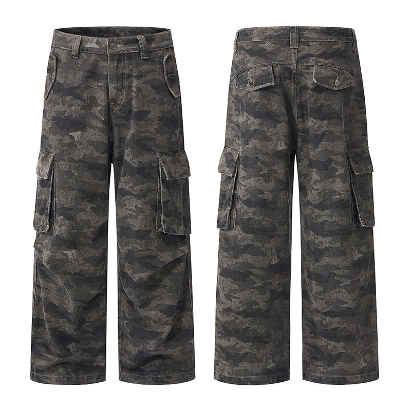 Camouflage Arbeitsjeans Herren Herbst Amerikanischer Streetstyle Vielseitig Locker Gerade Freizeit Hose