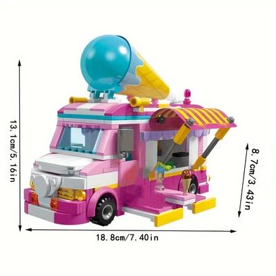 Ice Cream Truck Building Blocks City Street View Pink Car Ice Cream Store Asembly Bricks Children DIY Toys Holiday Gifts