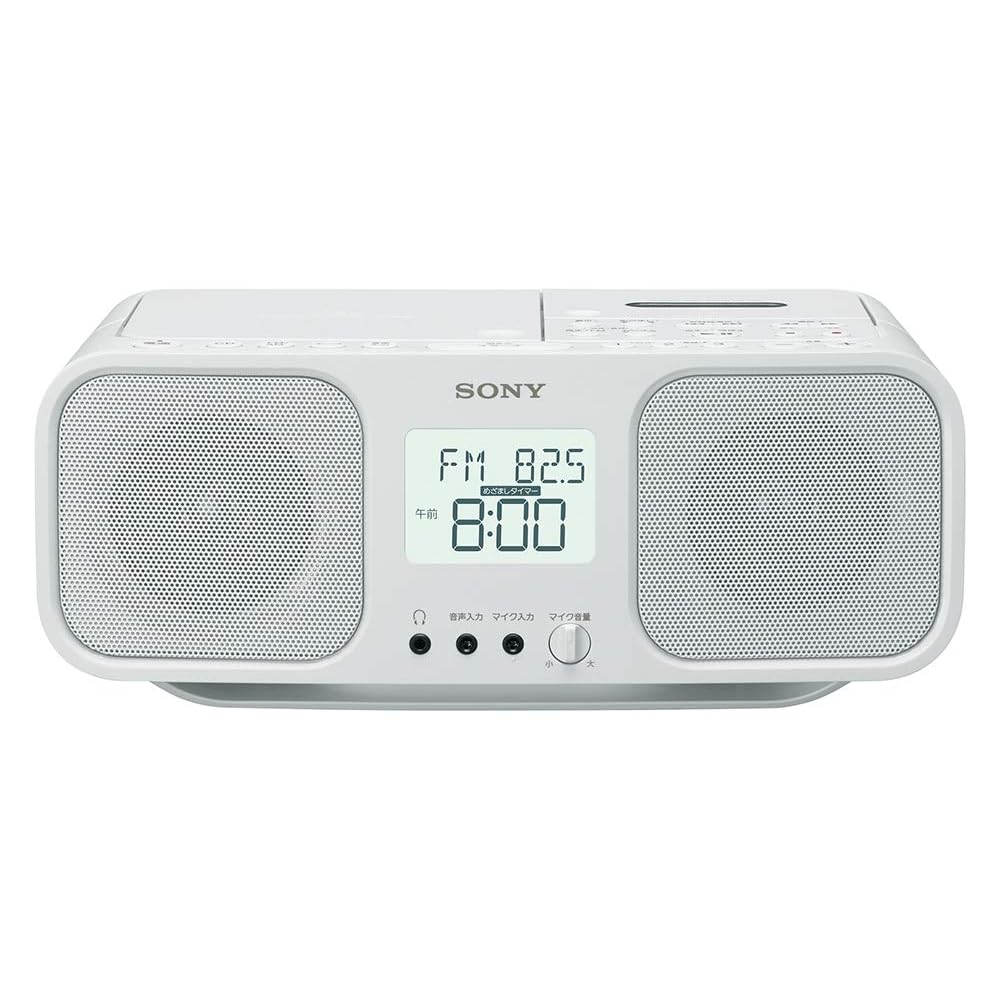 Sony Infrared CD Radio Cassette Recorder CFD-S401: FM/AM/Wide FM compatible, large LCD screen, karaoke function, battery-powered, white CFD-S401 W