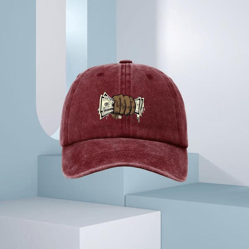 

Летняя мода с принтованной бейсболкой с узором в виде мешка с деньгами, подходит для мужского и женского снаряжения для активного отдыха во все сезоны Adjustable бордовый