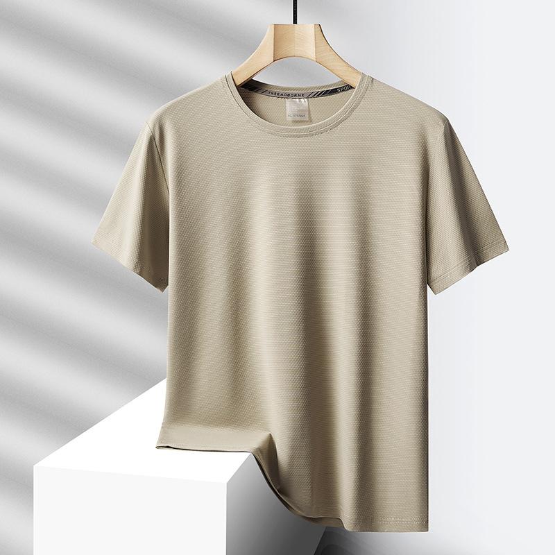 Camiseta Masculina de Malha de Secagem Rápida Manga Curta Respirável Casual Top de Verão