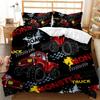 Conjunto de Roupa de Cama com Desenho de Escavadora e Trator de Construção 2/3 Peças King Amarelo Capa de Edredom Caminhão de Máquinas Capa de Colcha de Poliéster Carro para Crianças
