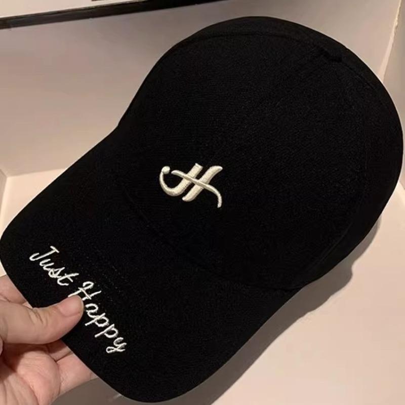 Wide brim lengthened baseball cap female alphabet embroidery autumn and winter hat casual versatile cap men's enlarged and deepened