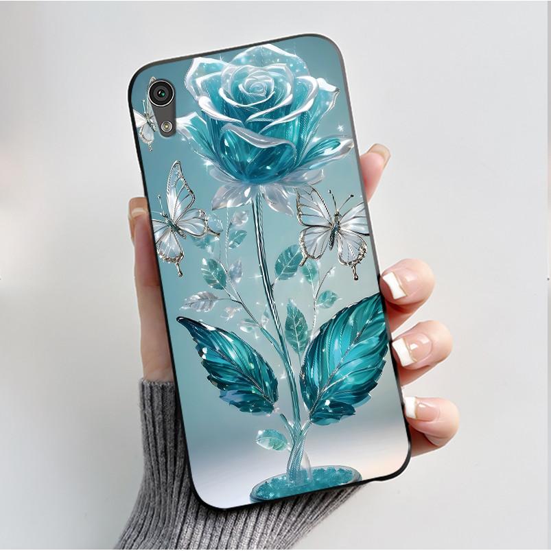 Hülle Für Sony Xperia XA1 Rückseite G3121 G3112 G3125 G3116 G3123 Luxus Mode Schmetterling Blume Schwarzes Silikon Weiche Handyhülle