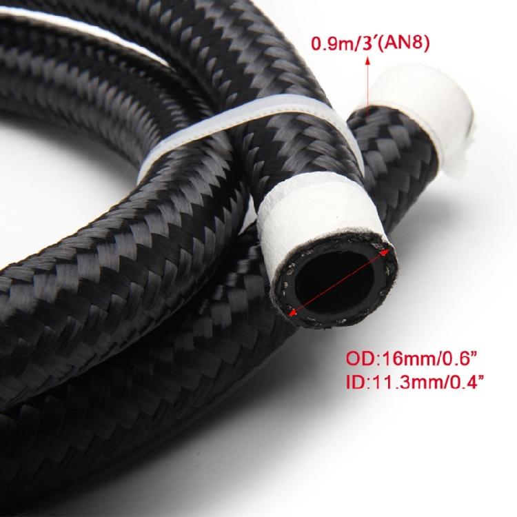 Black Braided Oil Fuel Fitting Hose AN4 AN6 AN8 AN10 AN12 Auto Fuel Hose Pipe