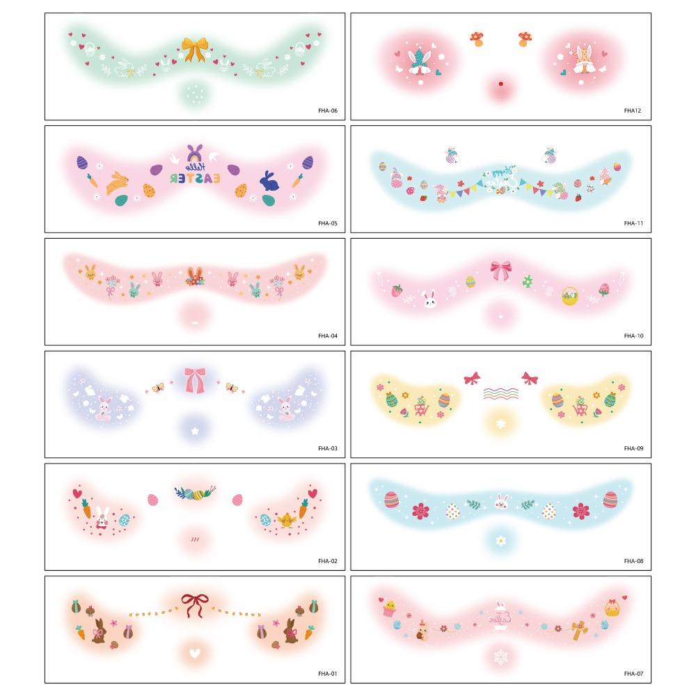 12 Pcs Trendy Glitter Face Tattoo Red Waterproof Face Makeup Patches DIY Temporary Tattoo Sticker Girls