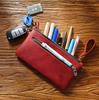 2026 Retro Crazy Horse Leather Zipper Pencil Case Creative Portable Simple Hand Grab Storage Bag Large Capacity Pencil Case New Product
