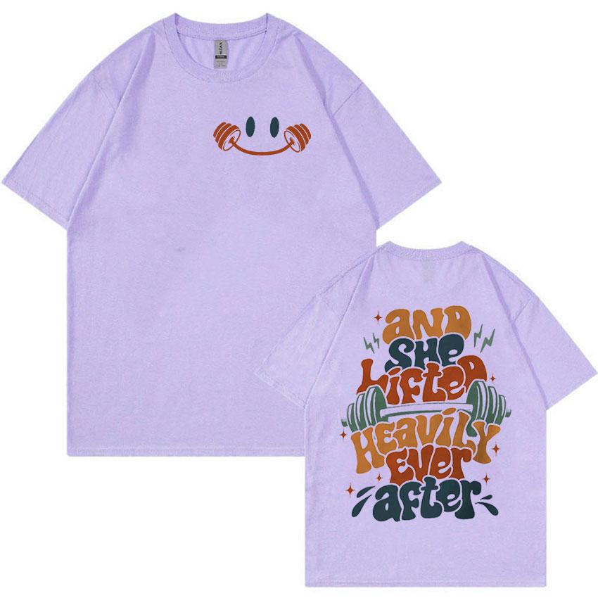 And She Lifted Heavily Ever After Gym Funny Meme T Shirts Men Women Vintage High Quality Fashion Oversized Cotton T-shirt Smmer