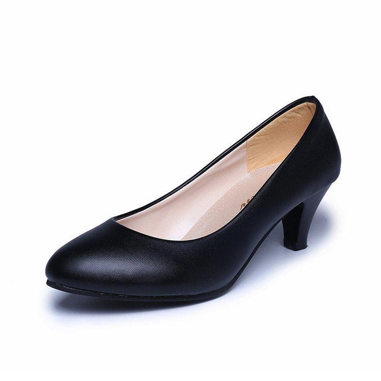 Large Size Single Shoes Women's New Pointed Head Shallow Mouth Fourseason Single Shoes Fashion Thick Heel High Heel Women's Shoes Large Size Work Sho