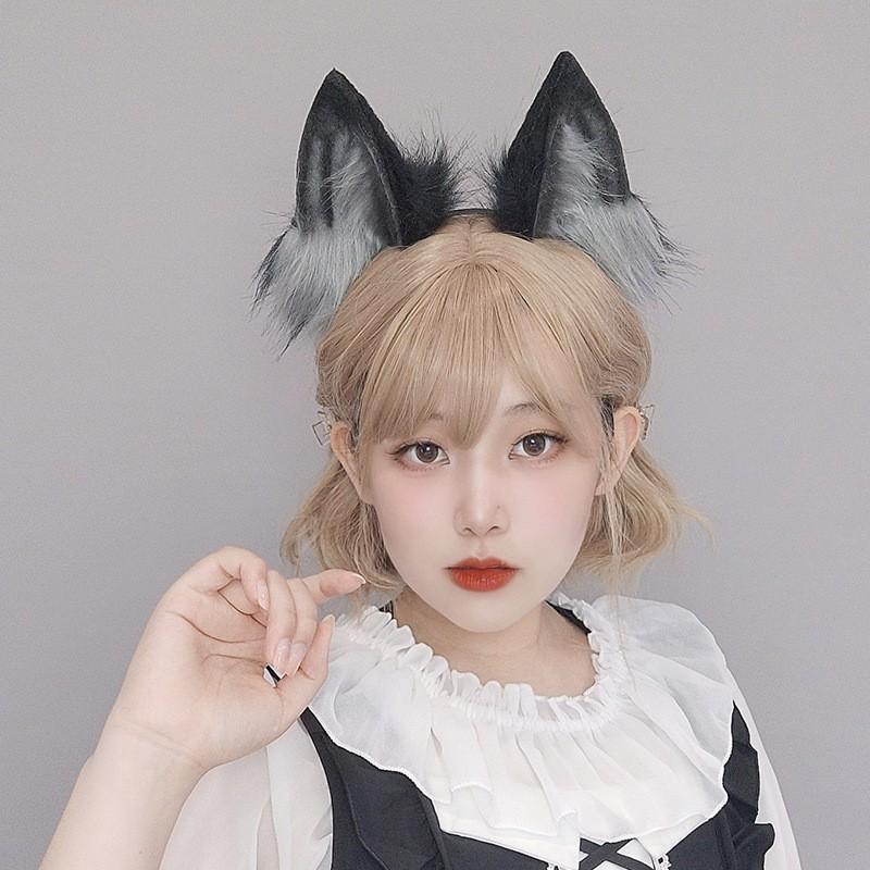 Handmade Plush Fox Ears Headband Cosplay Accessory Anime Convention Cute Animal Ear Hairband Unisex