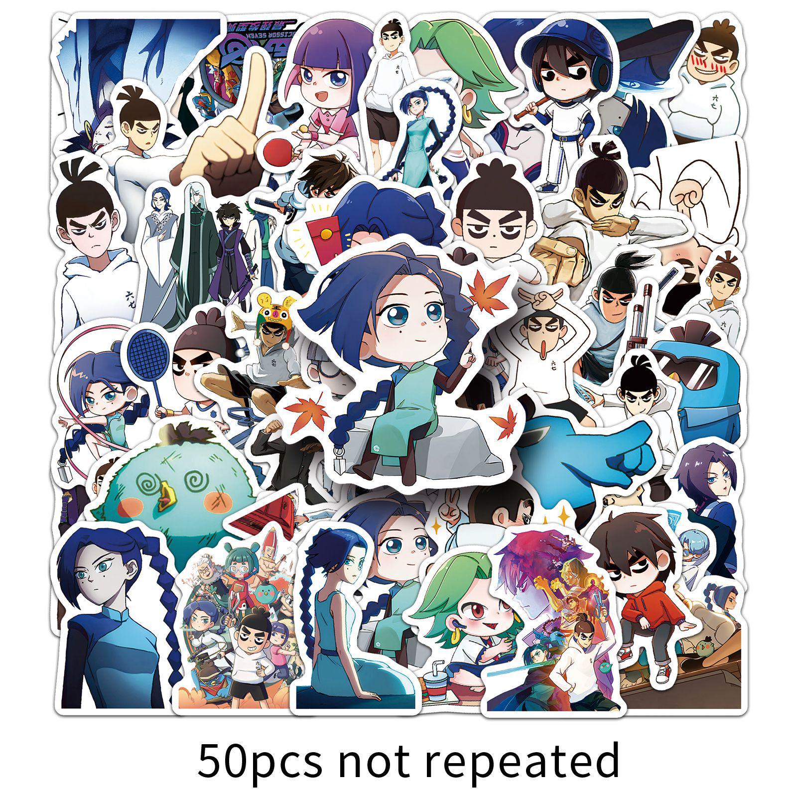 50 Wu Liuqi Anime Stickers: Plum Blossom Thirteen for DIY - Perfect for Notebooks, Water Bottles, and Phones