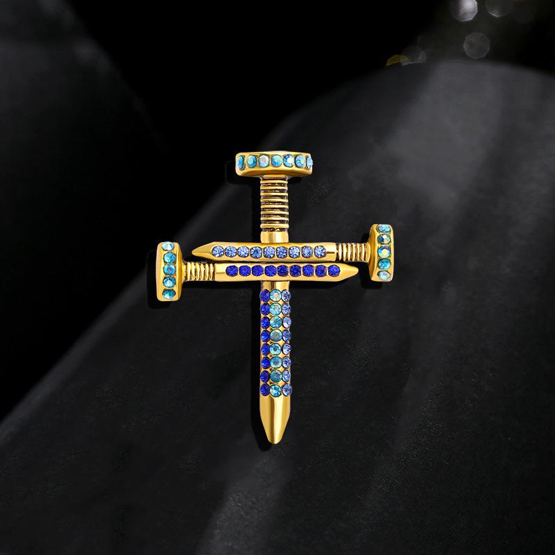 

Брошь для ногтей в стиле Хип-хоп с крестом 4*5cm