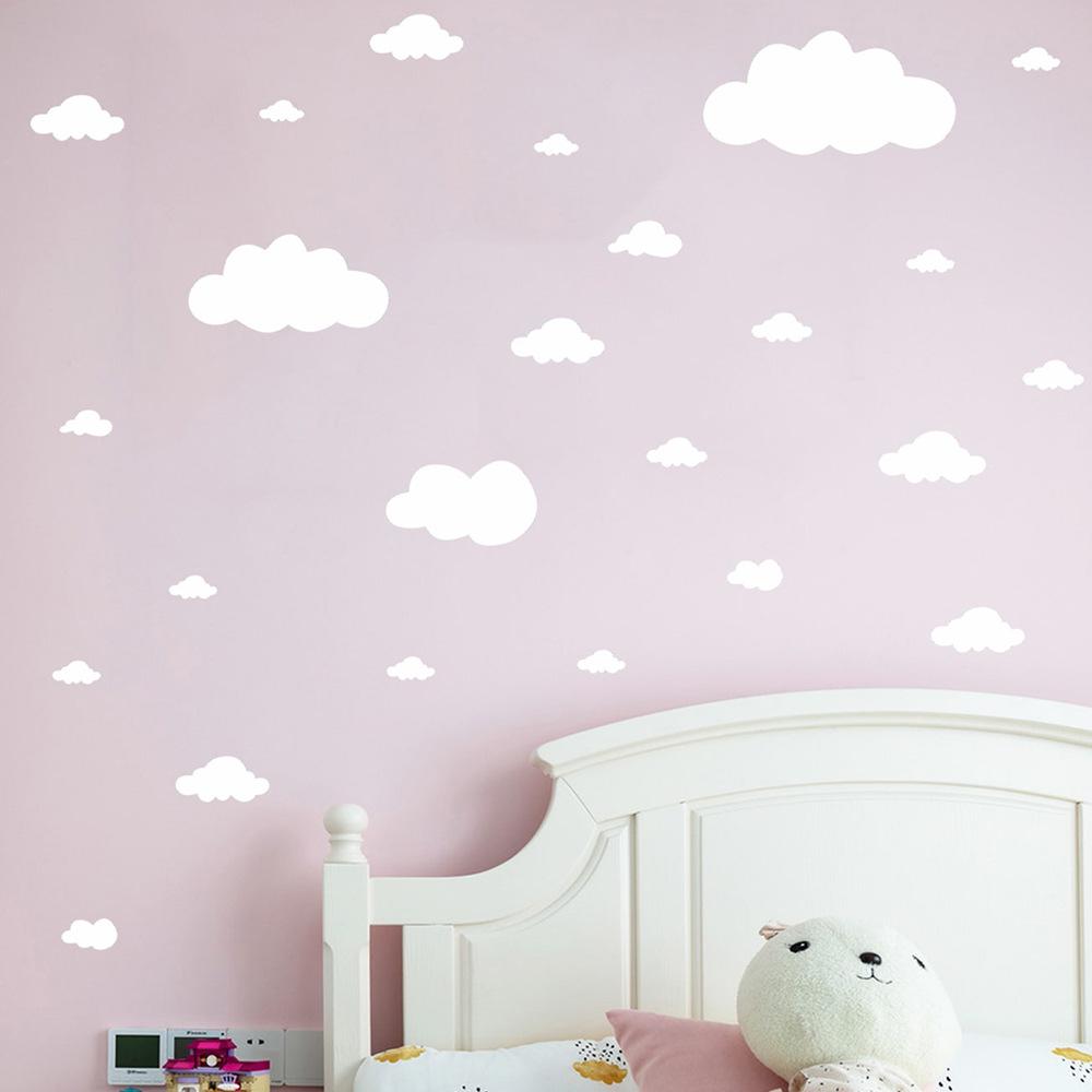 Painted and Elaborately Carved White Cloud-shaped Wall Stickers for Children's Bedrooms and Kindergarten Walls